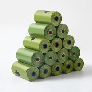 ถุงใส่ขี้สุนัขแบบกำหนดเองพร้อมโลโก้สุนัข ขายส่ง สีเขียว ย่อยสลายได้ทางชีวภาพ บรรจุ 270 ถุง/กล่อง - Product Image 1