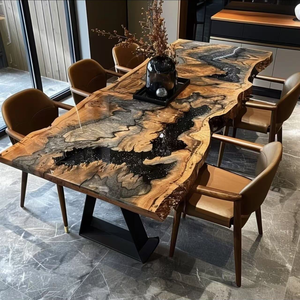 Artistic Versatile Modern Epoxy Resin <b>Dining</b> Table Luxury Home Hotel Use Durable Stable Metal Legs - Product Image 3