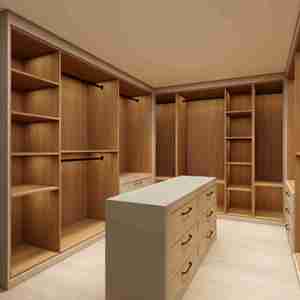 Système de dressing sur mesure BALOM, moderne et luxueux, avec îlot central, grande capacité, en bois, <span class=keywords><strong>pour</strong></span> chambre à coucher. - Product Image 2