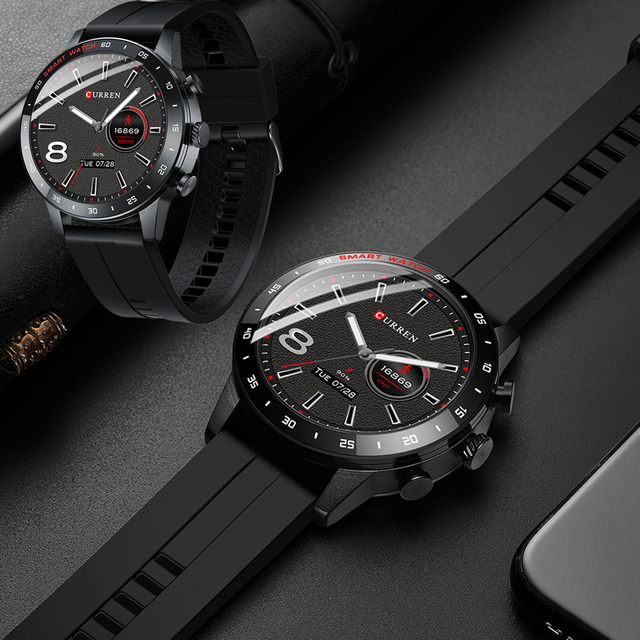 CURREN Brand Men's Smart Watch Blood Pressure Waterproof Heart Rate Monitor Fitness Tracker Digital Watch Sports for Android IOS