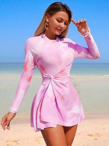 ชุดว่ายน้ำมุสลิมแขนยาว2ชิ้นสำหรับผู้หญิงชุดว่ายน้ำชายหาดแบบอนุรักษ์นิยมมี Hy617ออกแบบได้ตามต้องการ - Product Image 2