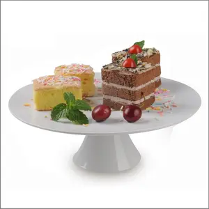 Bulat kustom Pesta Ulang Tahun Hotel keramik piring kue porselen putih kue berdiri untuk kue pernikahan