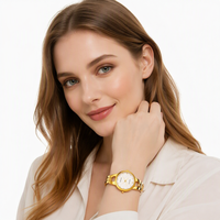 Montre à quartz pour femmes en acier inoxydable doré de luxe, marque tendance, neuve, résistante à l'eau, best-seller