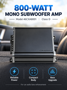 Amplificateur de subwoofer mono classe D CX A800.1 800W pour système audio de voiture avec égaliseur et filtre de fréquence intégrés - Product Image 2