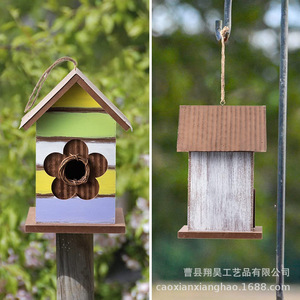 บ้านนกไม้แบบแขวน ตกแต่งสีสันสวยงาม สำหรับให้อาหารนกในสวนหลังบ้าน - Product Image 3