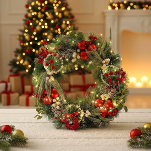 Christmas Decoration Cotton <strong>Wreath</strong> Vine Scene Arrangement <strong>Door</strong> Hanging Decorative Items New Glowing Window Display <strong>Hangers</strong> - Product Image 4