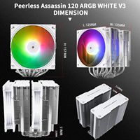 Thermalright PA120 ARGB White V3 CPU Ventilateurs d'air avec dissipateur de chaleur à base de cuivre supérieur pour processeur