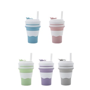 Silicone Folding Cup 350ml Food Grade Collapsible Travel Coffee Cup With Straw Portable Outdoor Use - Product Image 5