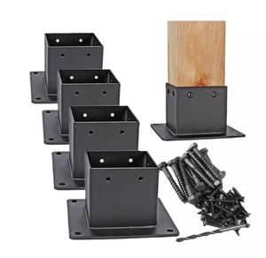 Support de fixation robuste pour poteau de gazebo en bois, finition noire mate, pour garde-corps de terrasse, quincaillerie extérieure durable - Product Image 6