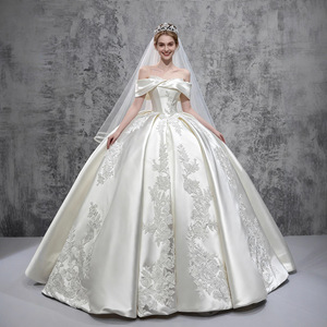 S2114N Nouvelle Collection <span class=keywords><strong>Hiver</strong></span> 2026 Style Français Qualité Supérieure Haute Couture <span class=keywords><strong>Robe</strong></span> de Mariée Longue en Dentelle 100% Coton Coupe A-Line - Product Image 1