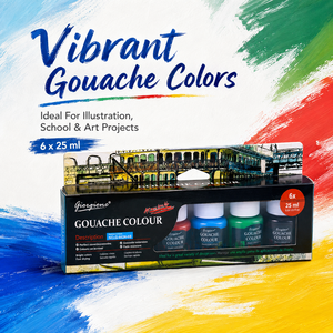 Ensemble de peinture <span class=keywords><strong>gouache</strong></span> Giorgione 6 x 25 ml, couleurs vives, peinture pour affiches, pour étudiants, artistes, usage scolaire, fournitures artistiques professionnelles - Product Image 1