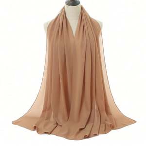Pañuelo árabe para mujer, hiyab, chifón de alta calidad, colores sólidos, personalizable, otoño, largo, moda económica, musulmán, China - Product Image 5