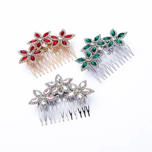 Luxury woman Rhinestone Hair Comb Crystal glass Flower Princess Hair Comb For Bridal Wedding Hair Accessories