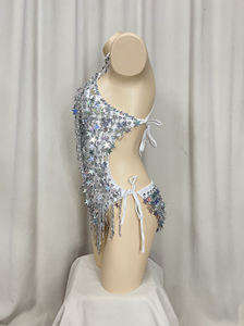 Body de Estrellas Hecho a Mano para Halloween, de una Pieza con Collar, Color Plateado, para Samba, Carnaval, Actuaciones, Escenario, EDC, Rave - Product Image 3