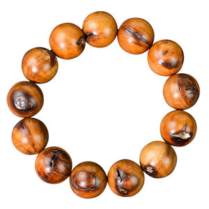 Pulsera de madera de jujube con efecto rayos de trueno, 18mm, cuentas budistas para hombre, color envejecido, joyería de madera con vetas - Product Image 5