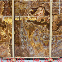 Goldtop personnalisé naturel rétro-éclairé translucide brun tigre onyx jade marbre fond dalles de panneau mural