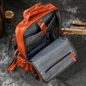 <span class=keywords><strong>Mochila</strong></span> de Viaje Unisex de Cuero Genuino de 18 Pulgadas, con Correa de Hombro Curva y Transpirable, para <span class=keywords><strong>Hombre</strong></span>, Estilo TikTok - Product Image 4