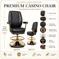 Chaise de jeu de casino pivotante robuste SUCCESSOR avec rembourrage et logo personnalisés