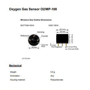 เซ็นเซอร์ก๊าซออกซิเจน Membrapor O2/MP-100 แบบอิเล็กโทรเคมี 15-90% RH เซ็นเซอร์ตรวจวัดสภาพแวดล้อม - Product Image 2
