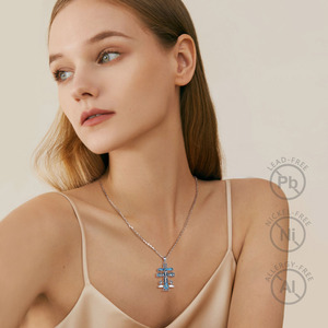 Merryshine Collier <span class=keywords><strong>Croix</strong></span> Crucifix en Argent Sterling 925 Personnalisé, Style Antique, avec Pendentif Religieux Chrétien Jésus <span class=keywords><strong>Inri</strong></span> et Turquoise - Product Image 4