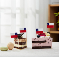 Drapeaux de cocktail Chili, pics à cocktail avec drapeau chilien, 1,4 x 1 pouce, impression recto-verso, en papier, sur bâtonnets en bois