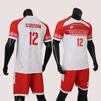 Seragam Sepak Bola Merah Sublimasi Custom Jersey Sepak Bola Dewasa Dengan Nama dan Nomor