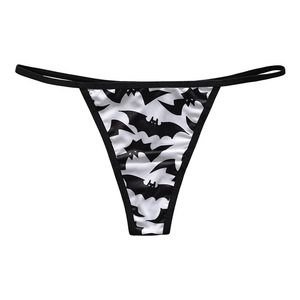Halloween Citrouille Lettre Imprimer Tricoté Nylon <span class=keywords><strong>String</strong></span> Sans Couture Femmes Sexy Drôle Mince Respirant Anti-bactérien Taille Basse Culotte - Product Image 6