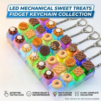 Porte-clés Fidget Clicker Thème Boulangerie, Clavier Personnalisé, Jouet Keycap, Lumière RGB, Cadeau Anti-stress pour Bureau, Étudiant, DIY