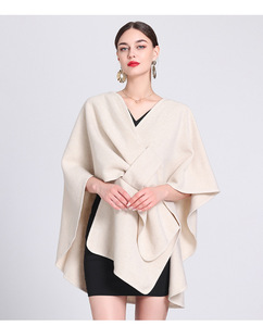Whosale 2025 Novas Senhoras Camisola De Inverno Manto Elegante Plain Tamanho Livre Queda Quente Ruana <span class=keywords><strong>Poncho</strong></span> Frente Aberta para As Mulheres de Inverno - Product Image 2