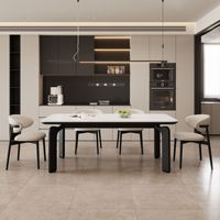 Ensemble de table à manger en pierre frittée moderne haut de gamme, table ovale longue pour 6 personnes, pour appartement, maison ou hôtel