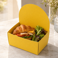Boîte à sandwich en papier jaune imprimée sur mesure, emballage alimentaire jetable pour les hamburgers, les paninis et la restauration rapide