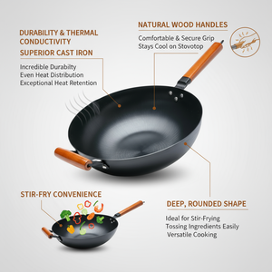 उच्च गुणवत्ता वाले 32 सेमी बड़े-क्षमता कार्बन स्टील नाइट्राइड कोटिंग कोटिंग पूर्व-अनुभवी <span class=keywords><strong>wok</strong></span> - Product Image 3