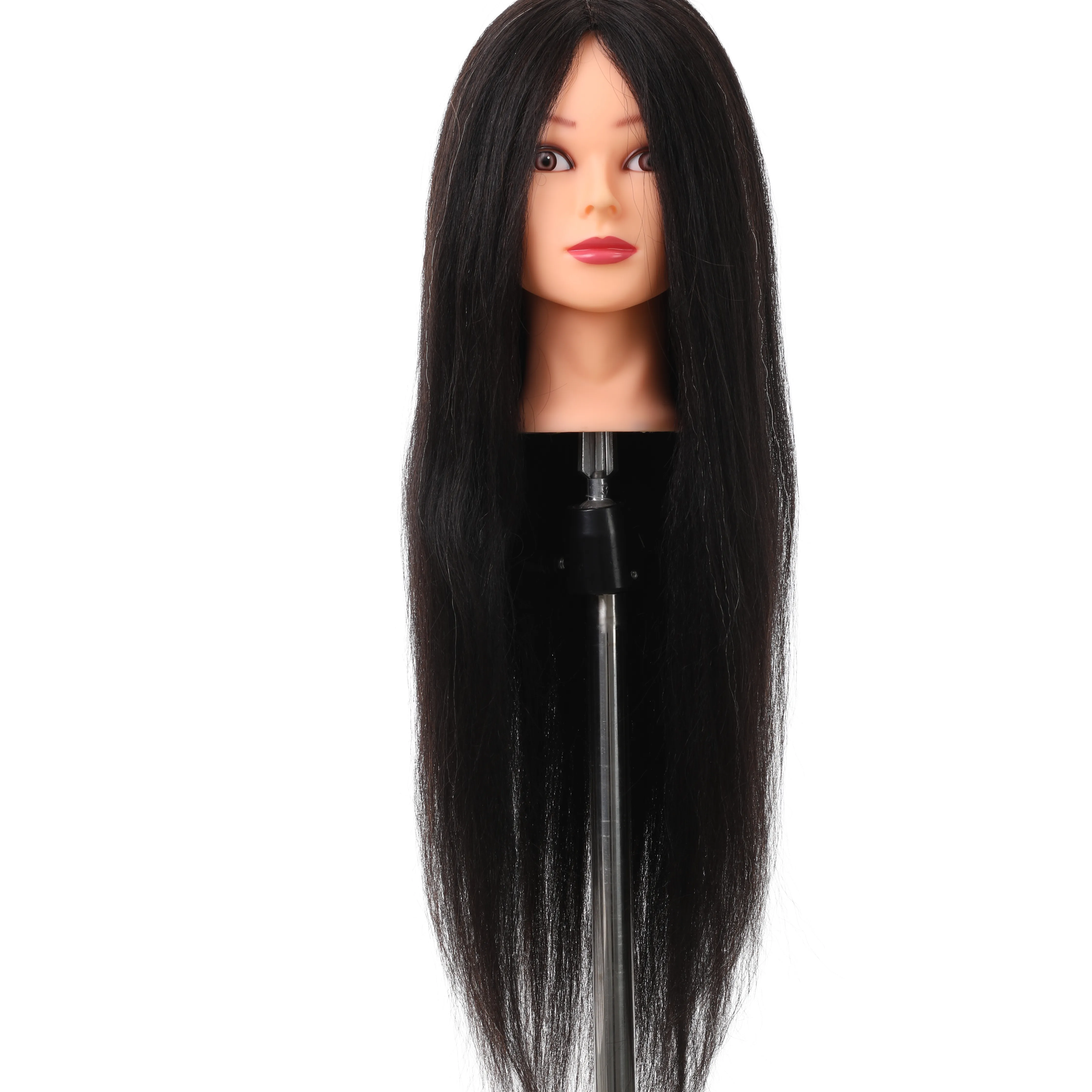 Fabrikant Leverancier Bleken Functie 24 Inch 100% Echt Haar Zwarte Mannequin Hoofd