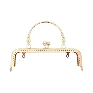 Clip de asa de aleación de zinc dorado claro de 20 cm con grabado de tres flores para bolsos de banquete y manualidades DIY - Product Image 5