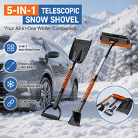 Pelle à neige télescopique multifonctionnelle 5 en 1 pour voiture, grattoir à glace détachable, brosse pour camion, SUV, outil d'urgence hivernal