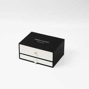 Caja de joyería de doble cajón de alta gama y exquisita, personalizable con logotipo de marca, caja de regalo para parejas. - Product Image 3