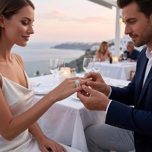 Bague de fiançailles classique de luxe en argent sterling 925 avec halo, plaquée rhodium, zircone cubique transparente - Product Image 3