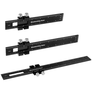 3Pcs Precisão Bolso Régua Metal Slide Regra Inch e Metric T-Type Scribing Ruler Régua Quadrada 6/8/12 Inch