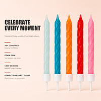 Lilin Ulang Tahun Spiral Warna-warni Tanpa Asap Lilin Warna Solid Pelangi Hiasan Kue untuk Pesta Anak Grosir