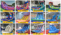 Piscine gonflable PVC de toboggan de poulpe de conception de vague bleue portative de CE pour des enfants
