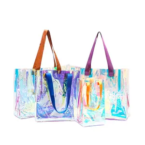 Free Design Packaging Plastic Hologram Hand Bag Pvc Holographic Tote Bags