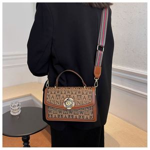 Retro <b>Small</b> square Bag 2022 New Texture Printing European and American Messenger Broadband Shoulder Bag Ladies Handbag - Product Image 3