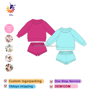Set 2 Pezzi <span class=keywords><strong>per</strong></span> <span class=keywords><strong>Ragazze</strong></span>: Felpa Tinta Unita con Maniche Lunghe e Pantaloncini con Elastico in Vita, <span class=keywords><strong>Moda</strong></span> Sportiva Casual, Produzione Limitata Personalizzabile - Product Image 2
