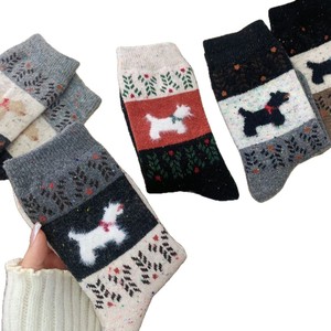 Women Crew <b>Socks</b> Dark Gray <b>Black</b> Brown Oatmeal Light Gray Anime Cartoon Pattern Thermo Warm Mid Calf <b>Socks</b> - Product Image 4