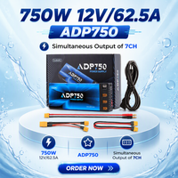 Alimentation de laboratoire intelligente DC haute intensité ToolkitRC ADP750 750W, adaptateur avec sorties XT90 XT60, entrée AC 12V 62.5A pour drones