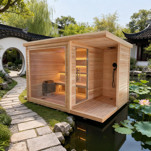 غرفة ساونا عائلية مربعة الشكل لعام 2026 متوفرة لفترة محدودة تتسع لـ 4-6 أشخاص، ساونا خارجية على شكل برميل مع مجموعة دش - Product Image 4