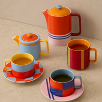Mug en céramique moderne à motif damier, pour la maison et l'hôtel, tasse à café en porcelaine aux couleurs vives