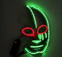 Masque Lumineux LED Demi-Lune à Fil Électroluminescent pour Halloween, Cosplay, Soirée Masquée, Accessoire de Costume, Vente en Gros OEM