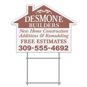 Custom Logo Full Color Printing Waterproof Outdoor Best Quality House Shaped Corrugated <b>Plastic</b> Yard Signs - Product Image 1