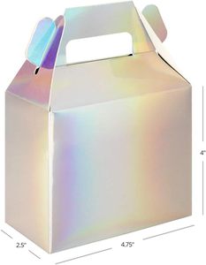 Boîtes à Gable Iridescentes Holographiques pour Cadeaux et Friandises – Idéales pour Mariages, Anniversaires, Faveurs de Fête – Emballages Métalliques Iridescentes en Feuille Métallique - Product Image 1